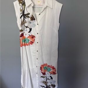 Anthropologie Maeve White Polka Dot midi dress